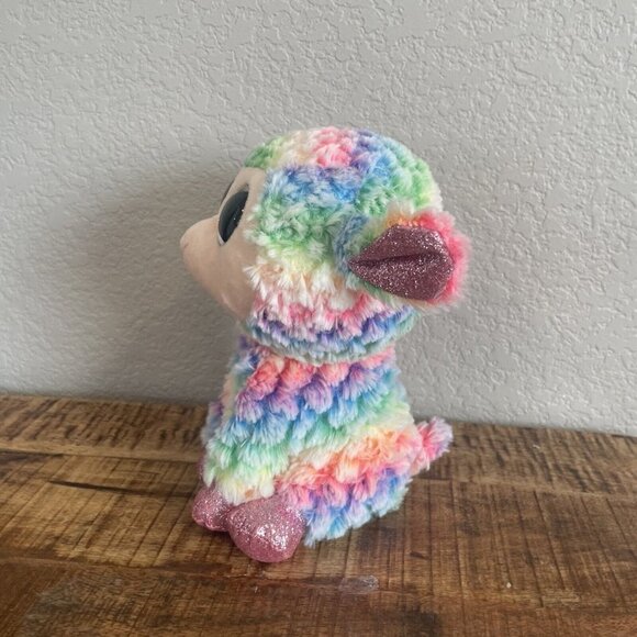 TY BEANIE BOOS DAFFODIL 9" LAMB rainbow plush animal big eyes Easter - Picture 3 of 8